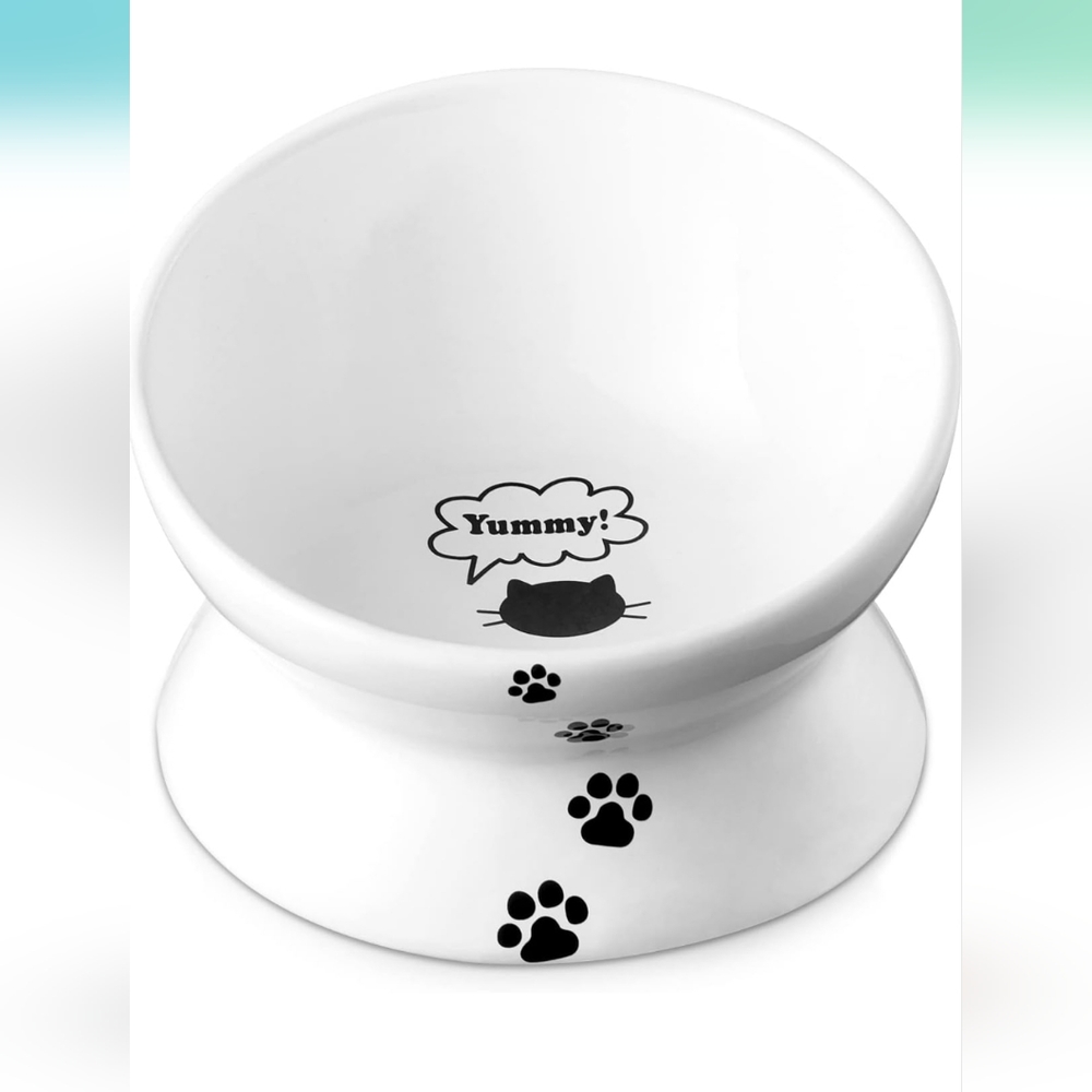 2pack White Cat Bowls - Minimalistic Inclined Bowls in Pristine Condition